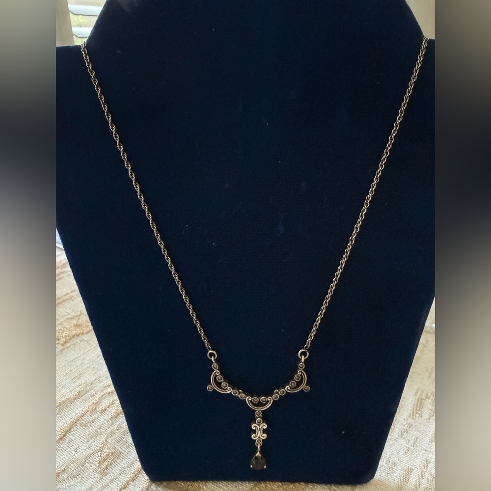 NWT Vintage-Style sterling Silver Filigree with Marcasite Pendant Necklace